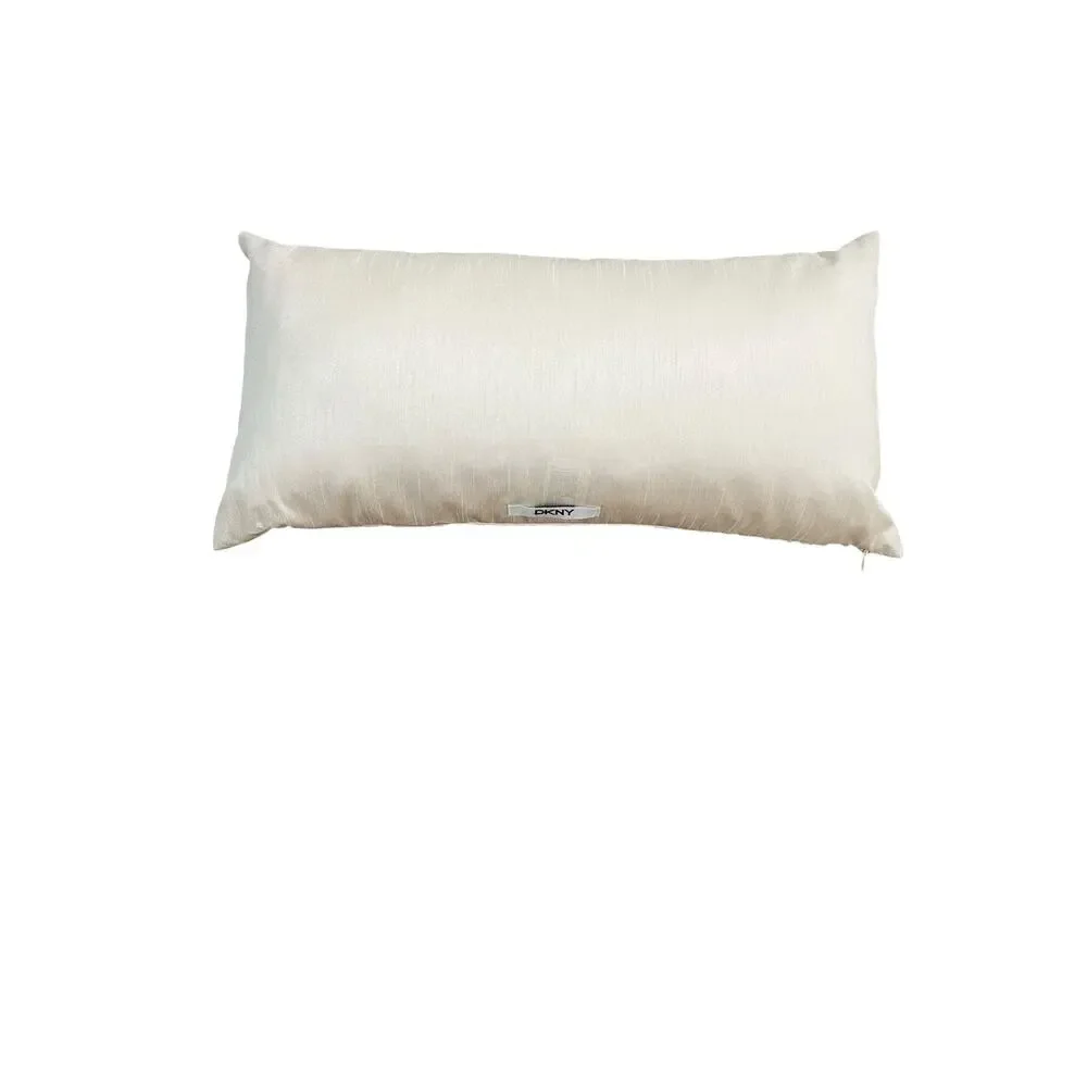 DKNY 11 X 22 Decorative Pillow Cream Textured Embellished Animal Pattern NEW
